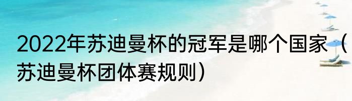 2022年苏迪曼杯的冠军是哪个国家（苏迪曼杯团体赛规则）