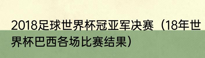 2018足球世界杯冠亚军决赛（18年世界杯巴西各场比赛结果）