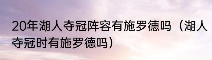 20年湖人夺冠阵容有施罗德吗（湖人夺冠时有施罗德吗）