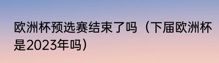 欧洲杯预选赛结束了吗（下届欧洲杯是2023年吗）