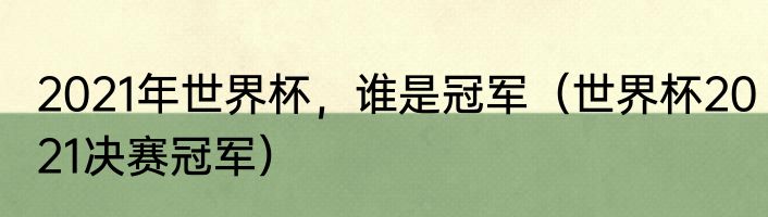 2021年世界杯，谁是冠军（世界杯2021决赛冠军）