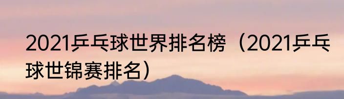 2021乒乓球世界排名榜（2021乒乓球世锦赛排名）