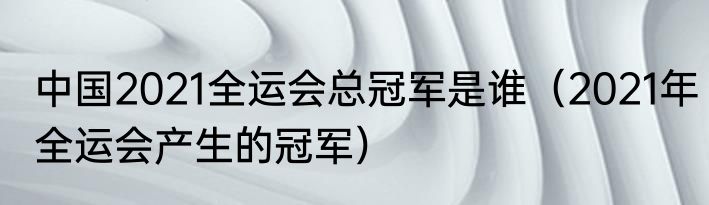 中国2021全运会总冠军是谁（2021年全运会产生的冠军）