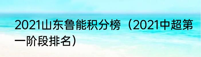 2021山东鲁能积分榜（2021中超第一阶段排名）