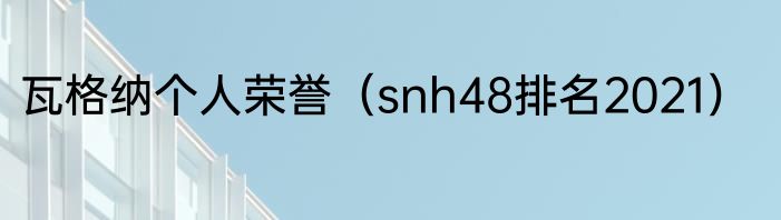 瓦格纳个人荣誉（snh48排名2021）
