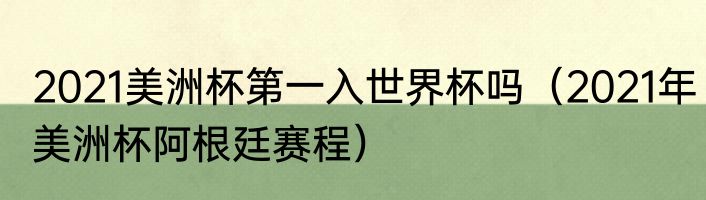 2021美洲杯第一入世界杯吗（2021年美洲杯阿根廷赛程）