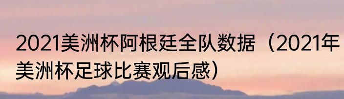2021美洲杯阿根廷全队数据（2021年美洲杯足球比赛观后感）