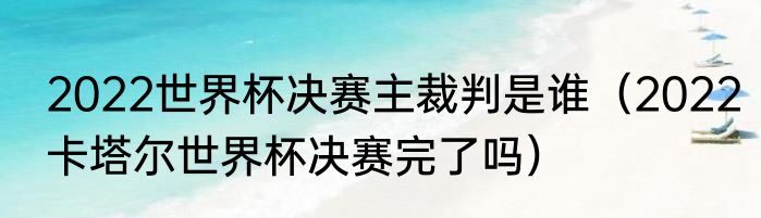 2022世界杯决赛主裁判是谁（2022卡塔尔世界杯决赛完了吗）