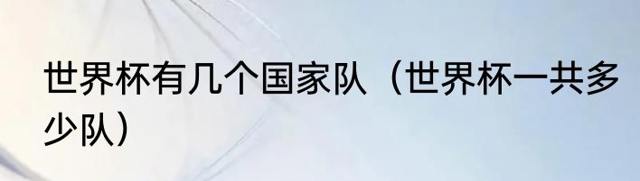 世界杯有几个国家队（世界杯一共多少队）