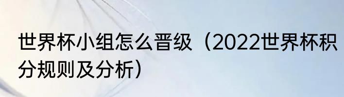 世界杯小组怎么晋级（2022世界杯积分规则及分析）