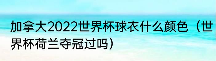 加拿大2022世界杯球衣什么颜色（世界杯荷兰夺冠过吗）