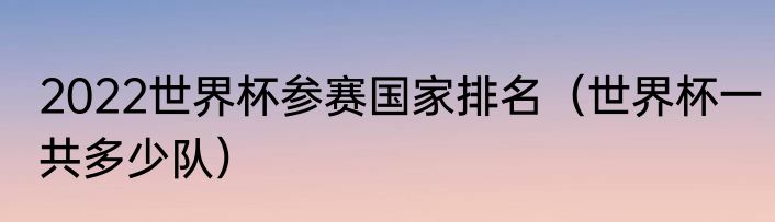 2022世界杯参赛国家排名（世界杯一共多少队）