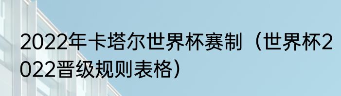 2022年卡塔尔世界杯赛制（世界杯2022晋级规则表格）
