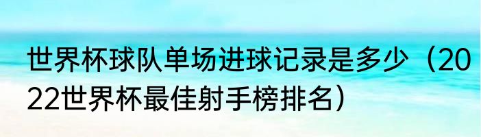 世界杯球队单场进球记录是多少（2022世界杯最佳射手榜排名）