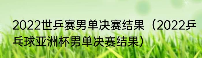 2022世乒赛男单决赛结果（2022乒乓球亚洲杯男单决赛结果）