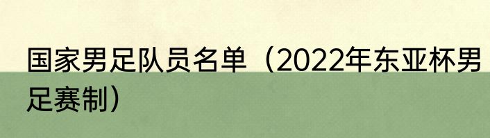 国家男足队员名单（2022年东亚杯男足赛制）