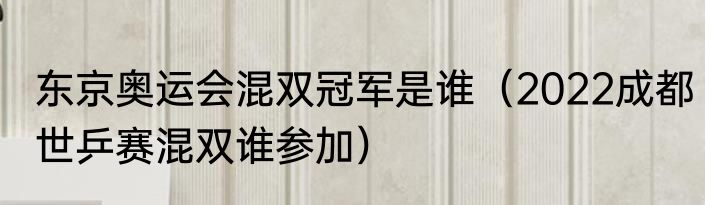 东京奥运会混双冠军是谁（2022成都世乒赛混双谁参加）