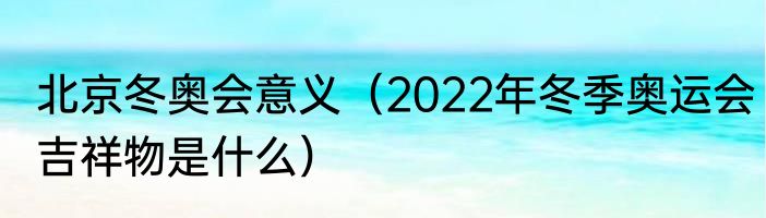 北京冬奥会意义（2022年冬季奥运会吉祥物是什么）