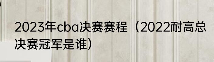 2023年cba决赛赛程（2022耐高总决赛冠军是谁）