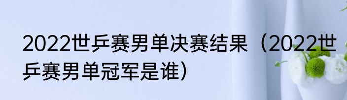 2022世乒赛男单决赛结果（2022世乒赛男单冠军是谁）