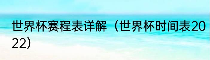 世界杯赛程表详解（世界杯时间表2022）
