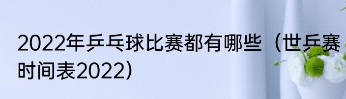 2022年乒乓球比赛都有哪些（世乒赛时间表2022）