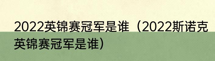 2022英锦赛冠军是谁（2022斯诺克英锦赛冠军是谁）
