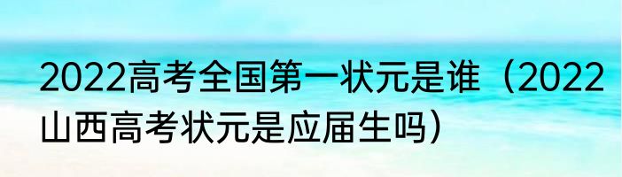 2022高考全国第一状元是谁（2022山西高考状元是应届生吗）