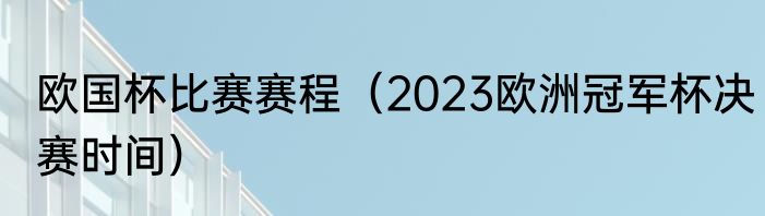 欧国杯比赛赛程（2023欧洲冠军杯决赛时间）