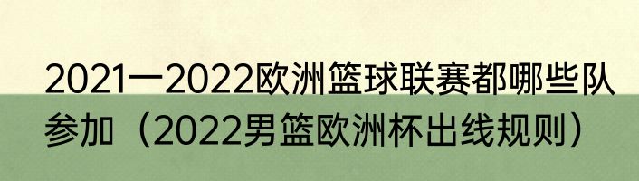 2021一2022欧洲篮球联赛都哪些队参加（2022男篮欧洲杯出线规则）