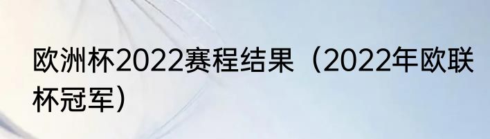欧洲杯2022赛程结果（2022年欧联杯冠军）
