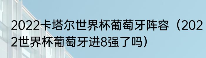 2022卡塔尔世界杯葡萄牙阵容（2022世界杯葡萄牙进8强了吗）