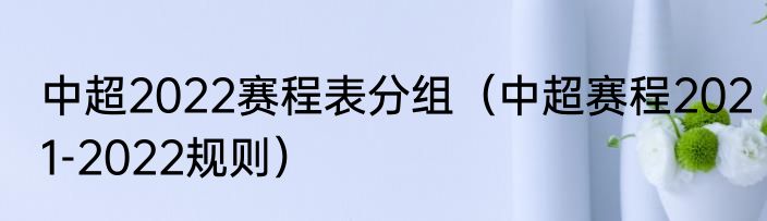 中超2022赛程表分组（中超赛程2021-2022规则）