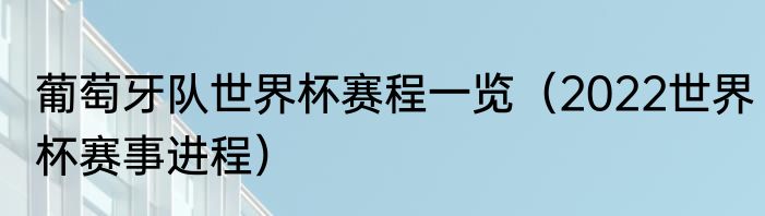 葡萄牙队世界杯赛程一览（2022世界杯赛事进程）
