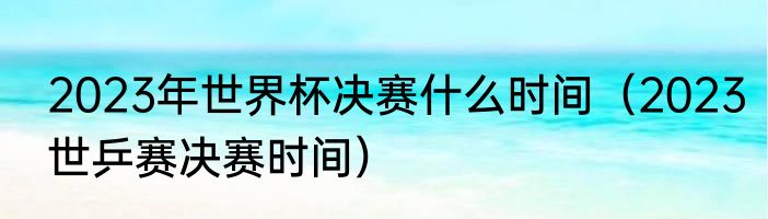 2023年世界杯决赛什么时间（2023世乒赛决赛时间）