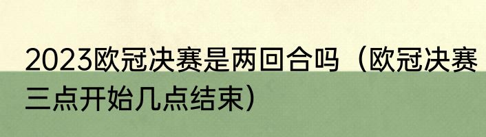 2023欧冠决赛是两回合吗（欧冠决赛三点开始几点结束）