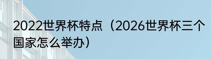 2022世界杯特点（2026世界杯三个国家怎么举办）