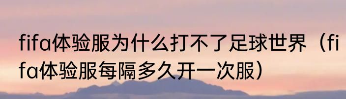 fifa体验服为什么打不了足球世界(fifa体验服每隔多久开一次服)