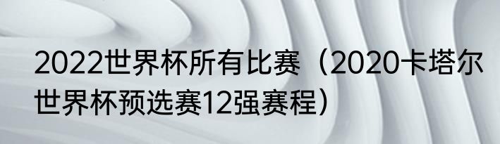 2022世界杯所有比赛（2020卡塔尔世界杯预选赛12强赛程）