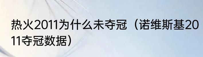 热火2011为什么未夺冠（诺维斯基2011夺冠数据）