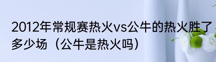 2012年常规赛热火vs公牛的热火胜了多少场（公牛是热火吗）