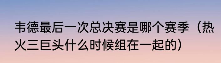 韦德最后一次总决赛是哪个赛季（热火三巨头什么时候组在一起的）