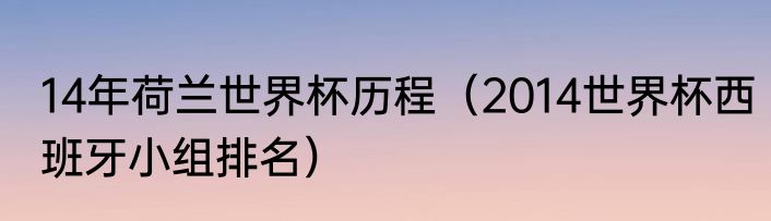 14年荷兰世界杯历程（2014世界杯西班牙小组排名）