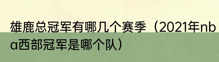 雄鹿总冠军有哪几个赛季（2021年nba西部冠军是哪个队）