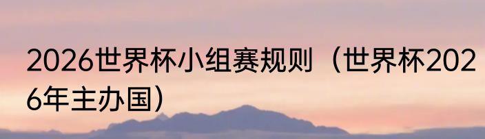 2026世界杯小组赛规则（世界杯2026年主办国）