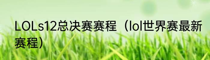 LOLs12总决赛赛程（lol世界赛最新赛程）