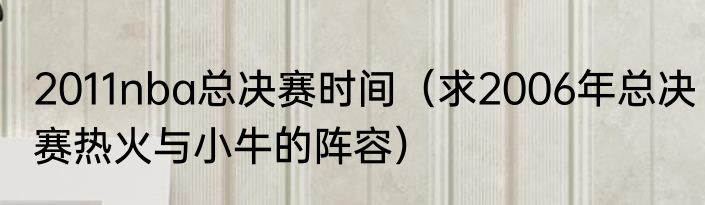 2011nba总决赛时间（求2006年总决赛热火与小牛的阵容）