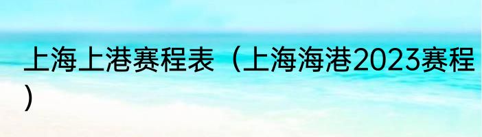 上海上港赛程表（上海海港2023赛程）