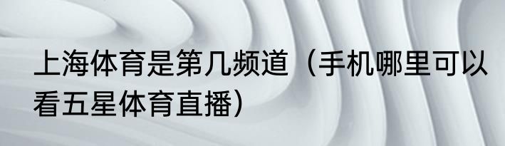 上海体育是第几频道（手机哪里可以看五星体育直播）