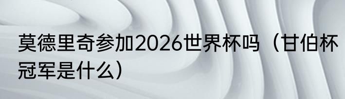 莫德里奇参加2026世界杯吗（甘伯杯冠军是什么）